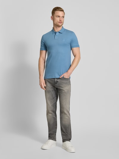 BOSS Orange Poloshirt met labeldetail, model 'Passenger' Bleu - 1