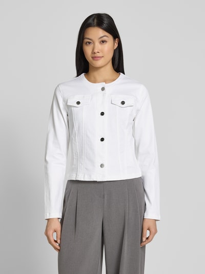 comma Jeansjack met strookzakken Wit - 4
