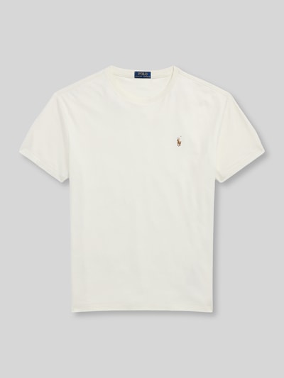 Produktfoto, Regular Fit T-Shirt aus reiner Baumwolle von Polo Ralph Lauren in Weiß, unifarben, Logo-Stitching, Rundhals, kurzarm, Jersey-Struktur