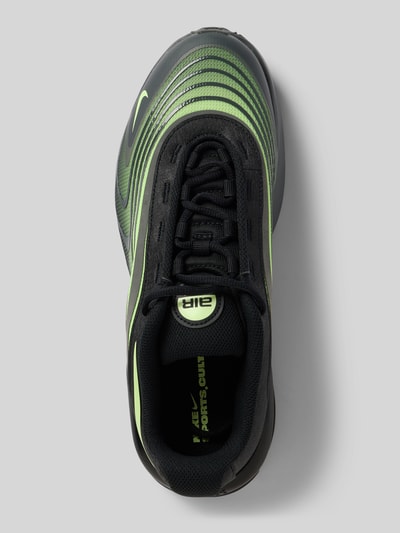 Produktfoto, Sneaker mit Logo-Print Modell 'Air Max Fire' von Nike in Grün und Schwarz, abgerundete Passform, Schnürverschluss, Herren Sneaker, Absatzhöhe 5 cm, Schafthöhe 8 cm, Schaftweite 6 cm, sportliche Textur und fließende Linien