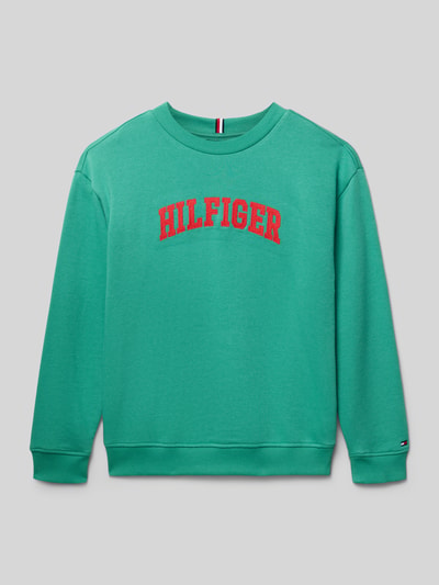 Produktfoto, Regular Fit Sweatshirt aus Baumwoll-Mix von Tommy Hilfiger Teens, efekt: jednolity kolor, krój regular fit, nadruk z logo, okrągły dekolt, rękawy długie, zakończenia prążkowane, dzianina dresowa, mieszanka bawełny.