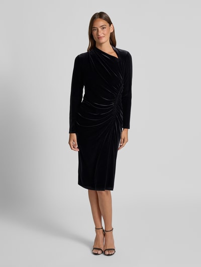 Lauren Ralph Lauren Midikleid aus Samt mit Raffungen Modell 'FELRAD' BLACK 4