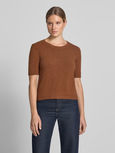 Fynch-Hatton Strickpullover mit Rundhalsausschnitt und 1/2-Arm Hellbraun 4