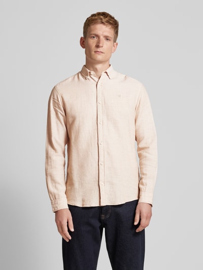 Jack & Jones Premium Slim Fit Leinenhemd mit Button-Down-Kragen Beige 4