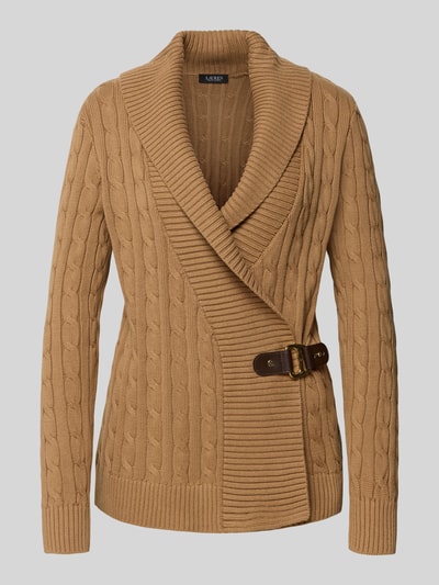 Lauren Ralph Lauren Strickjacke mit Zopfmuster Modell 'DONATO' Camel 2