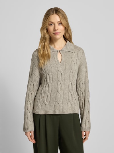 MSCH Copenhagen Strickpullover mit Zopfmuster Modell 'Pavana Peony' Beige 4