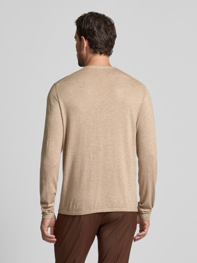 Christian Berg Men Regular fit pullover van puur katoen in gebreide look Zand gemêleerd - 5