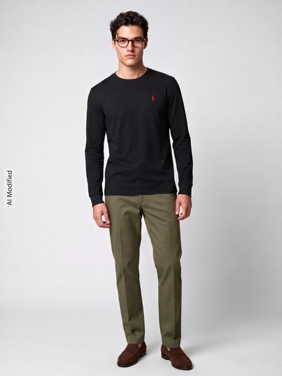Polo Ralph Lauren Regular Fit Langarmshirt aus reiner Baumwolle Black 1