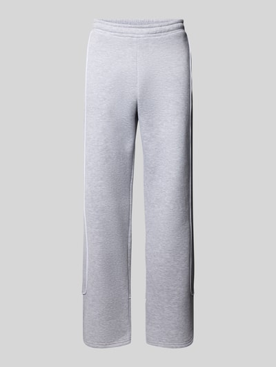 REVIEW Straight leg sweatpants met elastische band Lichtgrijs gemêleerd - 2