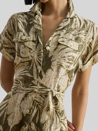 Lauren Ralph Lauren Jurk van puur linnen met strikceintuur Kaki - 3