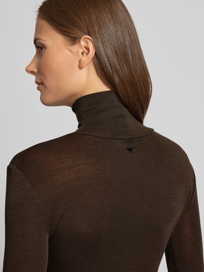 Weekend Max Mara Slim fit shirt met lange mouwen van een mix van wol en zijde, model 'TESEO' Donkerbruin - 3