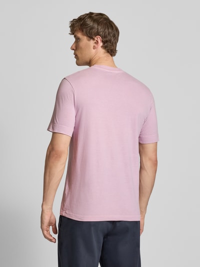 Drykorn T-shirt met geribde ronde hals, model 'RAPHAEL' Rosé - 5