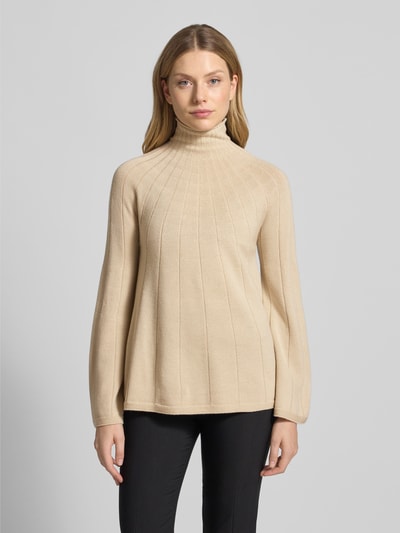 MM Regular fit gebreide pullover van pure scheerwol, model 'GROLLA' Beige - 4