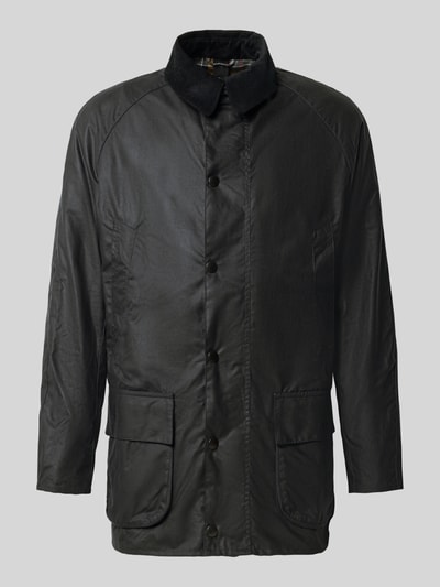 Produktfoto, Taillierte Funktionsjacke aus gewachster Baumwolle Modell 'BRISTOL' von Barbour in Schwarz mit Cordkragen und Außentaschen, komplett gefüttert, gewachste Oberfläche