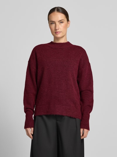 ICHI relaxed fit gebreide pullover met wol model 'Sage' Bordeaux - 4