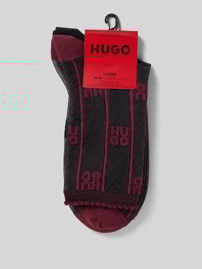 HUGO Sokken met logomotief in een set van 2 paar, model 'SHEER RIB'  Zwart - 3