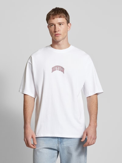 REVIEW Oversized T-Shirt mit Label-Print Weiss 4