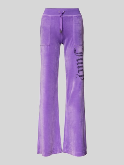 Juicy Couture Bootcut Sweatpants mit Label-Ziersteinbesatz Modell 'LAYLA' Flieder 1