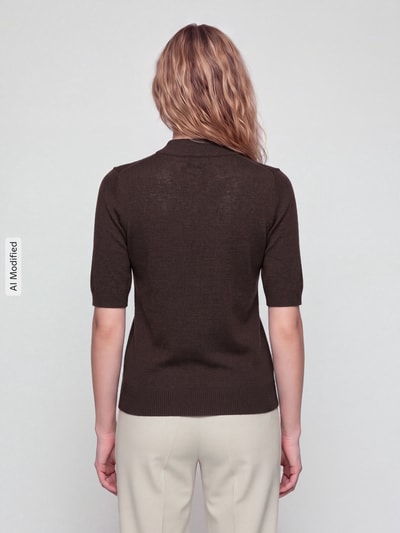 s.Oliver BLACK LABEL Pullover met mock neck Donkerbruin - 5