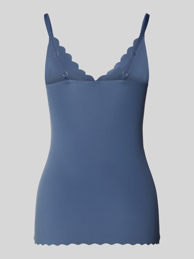 Skiny Top na ramiączkach z dekoltem w serek i falistym wykończeniem Szaroniebieski 3