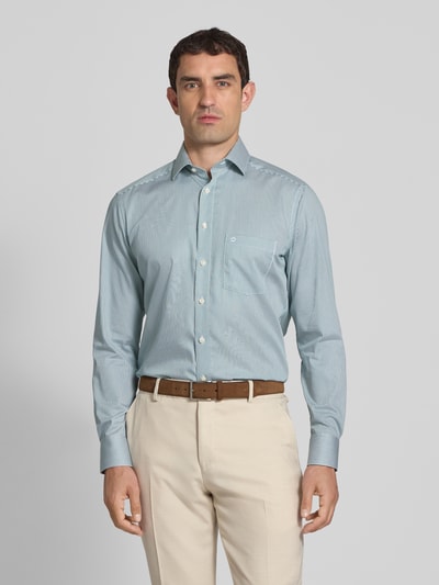 OLYMP Slim fit zakelijk overhemd met borstzak, model 'Global' Groen - 4