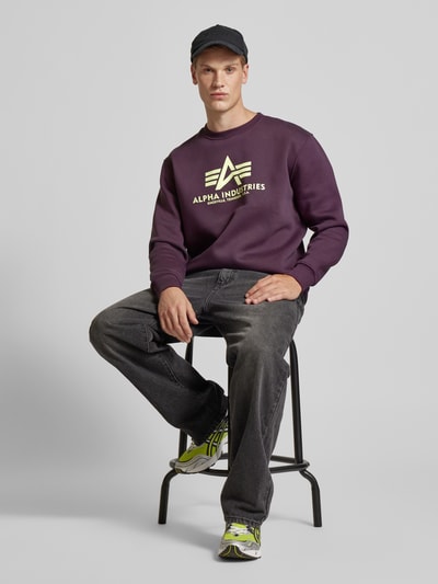 Alpha Industries Sweatshirt mit Label-Print Violett 1