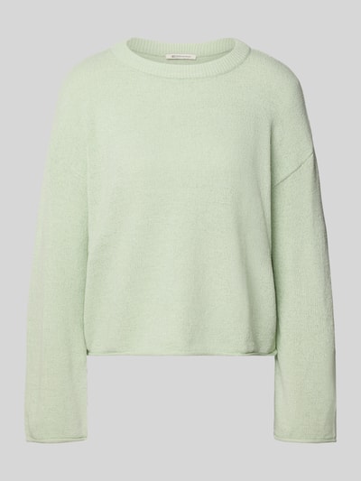 Productfoto, Relaxed Fit Strickpullover mit U-Boot-Ausschnitt van Tom Tailor Denim, lichtgroen, unicolor fijngebreid met rolzoom, lange mouw