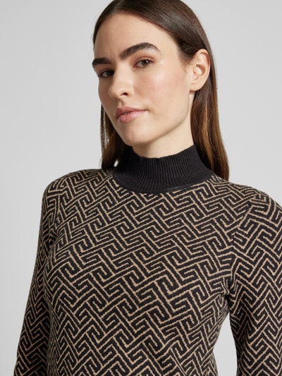 Vero Moda Sweter o kroju regular fit z dzianiny z mieszanki wiskozy z geometrycznym wzorem model ‘ARIA’ Szarobrązowy 3