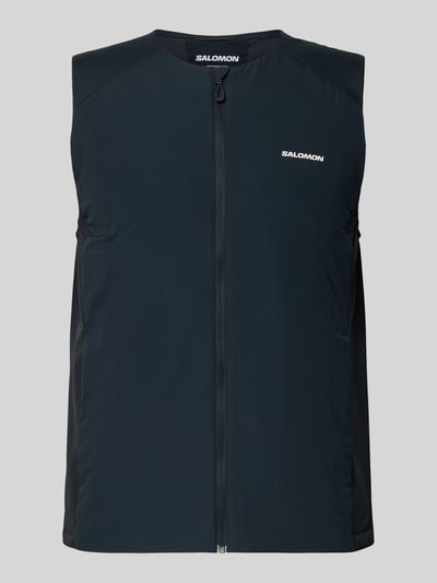 Produktfoto, Weste mit Reißverschluss und Logo von Salomon, regular fit, ronde hals, zwart met logo, materiaal-mix met stretch, voorkant