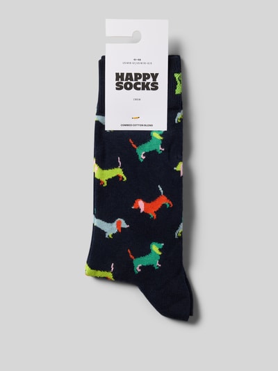 Happy Socks Sokken met motiefstitching, model 'PUPPY LOVE' Marineblauw - 3