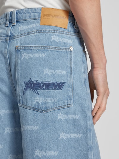 REVIEW Korte baggy fit jeans met labelprint Lichtblauw - 3