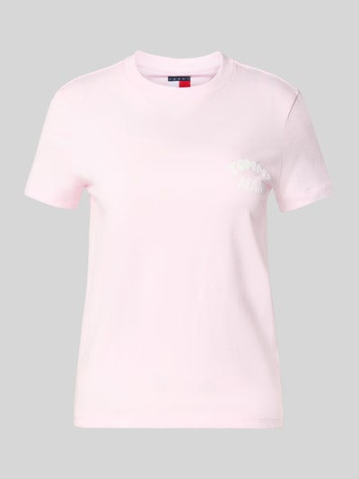 Tommy Jeans regular fit T-shirt van puur katoen model 'BUBBLE' Felroze - 2