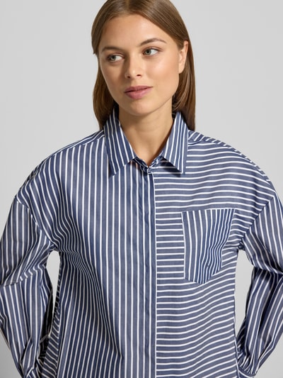 Fynch-Hatton Overhemdblouse met blinde knoopsluiting Marineblauw - 3