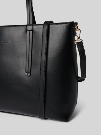 Seidenfelt Shopper in leerlook, model 'Eiby' Zwart - 3