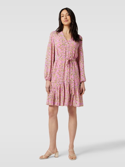 HUGO Knielanges Kleid mit Allover-Muster Modell 'Kawarda' Rosa 1