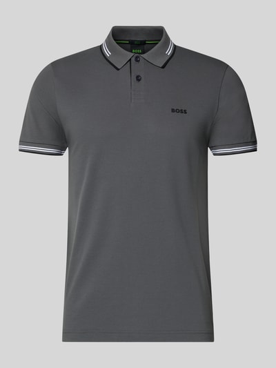 BOSS Green Koszulka polo z czystej bawełny, krój slim fit, model 'PAUL' Średnioszary 2