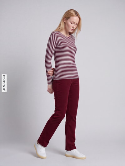 s.Oliver RED LABEL Regular Fit Langarmshirt aus Viskose-Mix Bordeaux Melange 1