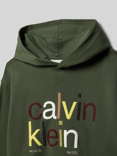 Calvin Klein Jeans Hoodie mit Label-Print Oliv 2