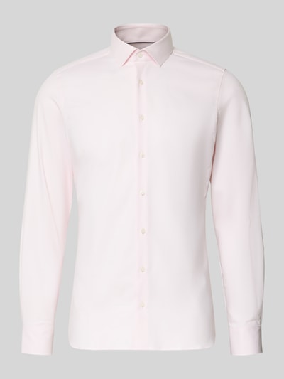 Produktfoto, Slim Fit Business-Hemd mit Kentkragen von OLYMP Level Five in zartem Rosa, elastischer Baumwoll-Mix, Knopfleiste, glatte Textur
