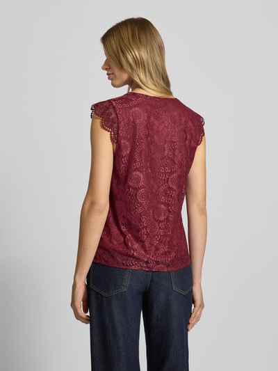 Pieces Regular fit blouseshirt met kant, model 'OLLINE' Donkerrood - 5