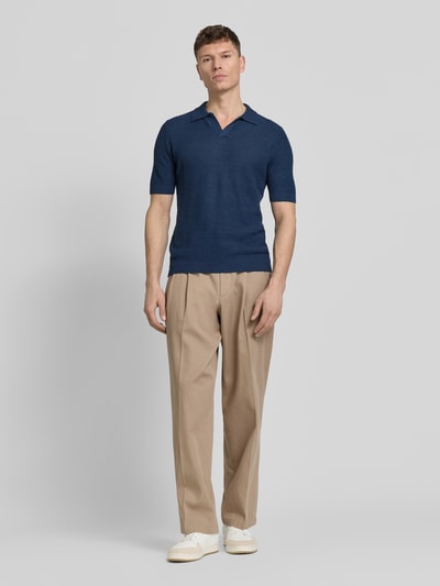 Gran Sasso Slim Fit Poloshirt mit V-Ausschnitt Marine 1
