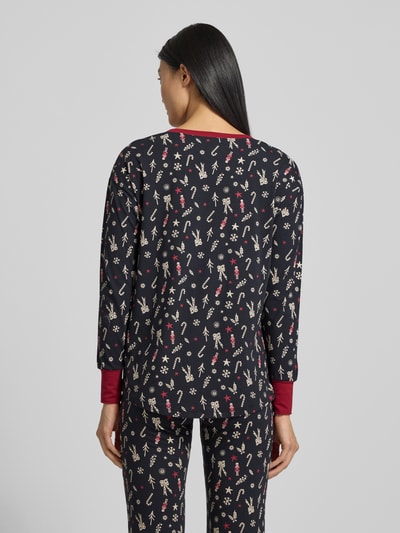 Skiny Pyjama-Oberteil im Allover-Look mit Rundhalsausschnitt Black 5