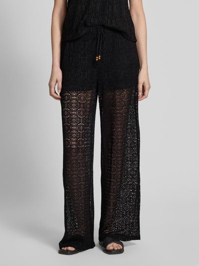 VERO MODA Spodnie szerokie z koronki model ‘MAYA’ Czarny 4