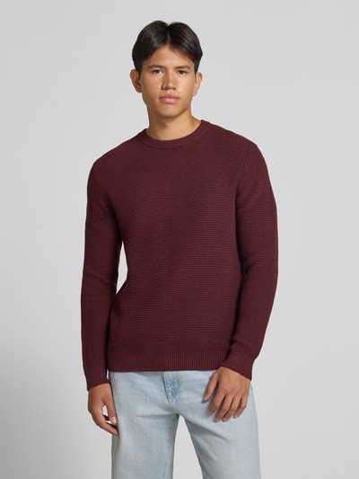 REVIEW Regular Fit Strickpullover aus reiner Baumwolle Bordeaux 4
