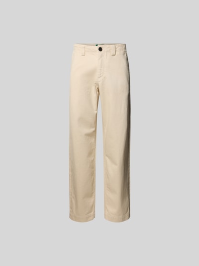 Produktfoto, Straight Fit Jeans aus Reiner Baumwolle von ANNARR in Beige mit Knopf-Reißverschluss, Eingriffstaschen, Bundweite 43 cm, Innenbeinlänge 79 cm.