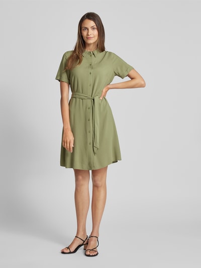 Vila Knielanges T-Shirt-Kleid mit Umlegekragen Modell 'paya' Khaki 1