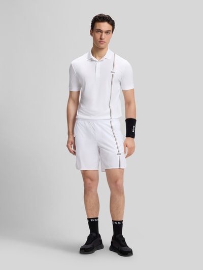 BOSS Green męski t-shirt o kroju regular fit sport z taśmą z logo Biały 1