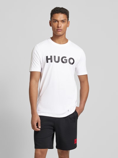 HUGO T-shirt z napisem z logo model ‘DULIVIO’ Biały 4