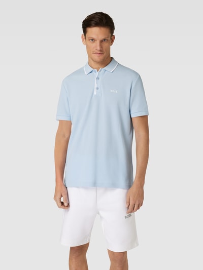 BOSS Green Regular Fit Poloshirt mit Label-Print Rauchblau 4