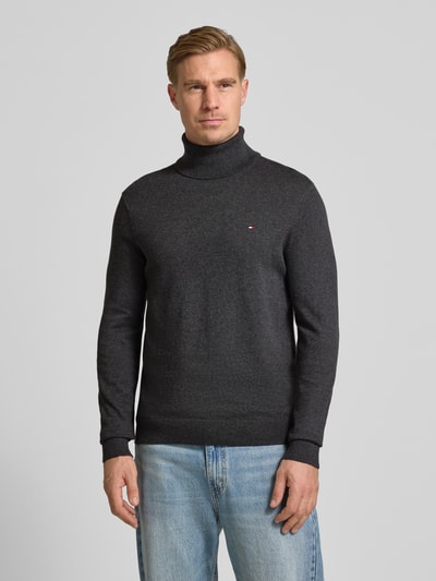 Tommy Hilfiger Regular Fit Rollkragenpullover aus Baumwoll-Kaschmir-Mix Anthrazit Melange 4